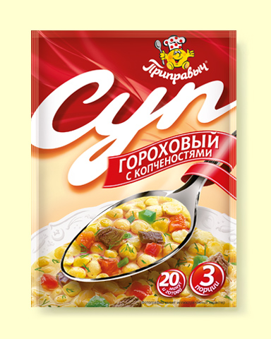 Суп Гороховый с копченостями 60г*22шт (шоу-бокс) Приправыч